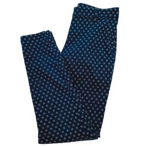 H&M PANTS NAVY BLUE WHITE FLORAL SIZE 4 ANKLE